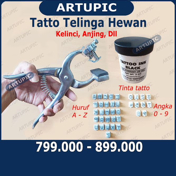 Set Komplit Alat Tatto Tato Telinga Kelinci Anjing Kambing Hewan Tang Jepit