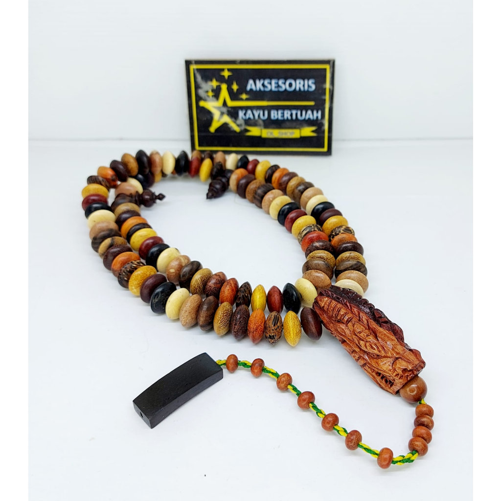 tasbih kombinasi kayu bertuah kepala tasbih ukir naga