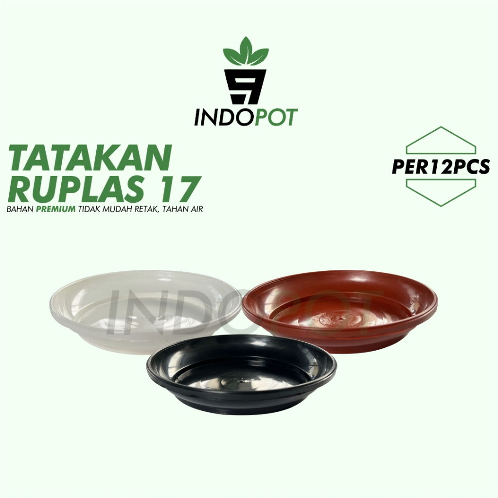 (12pcs) Alas Tatakan Pot Ruplas 17cm Warna Hitam Putih Merah Tatakan Pot 17
