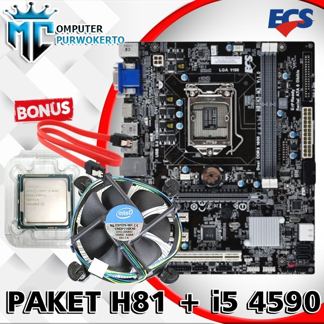 Mainboard H81 ECS dengan I5 4570 Bonus Fan/Paket