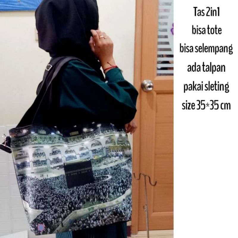 Tas Selempang printing Makkah Madinah/ Tas Bahu Wnita oleh oleh haji umroh by zellshop