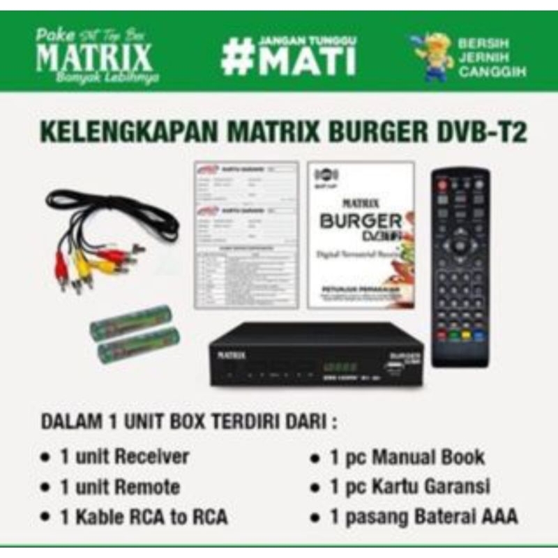 Set Top Box TV Digital Matrix Burger Hijau STB DVB T2 HD EWS TERMURAH