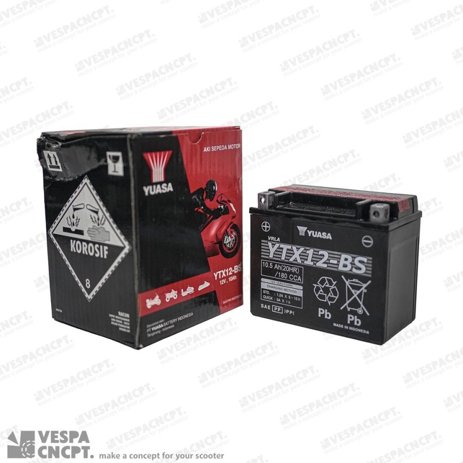 Accu Yuasa Ytx12-Bs Aki Vespa Gtl Gts 250 300 Gtv 250 300 Original