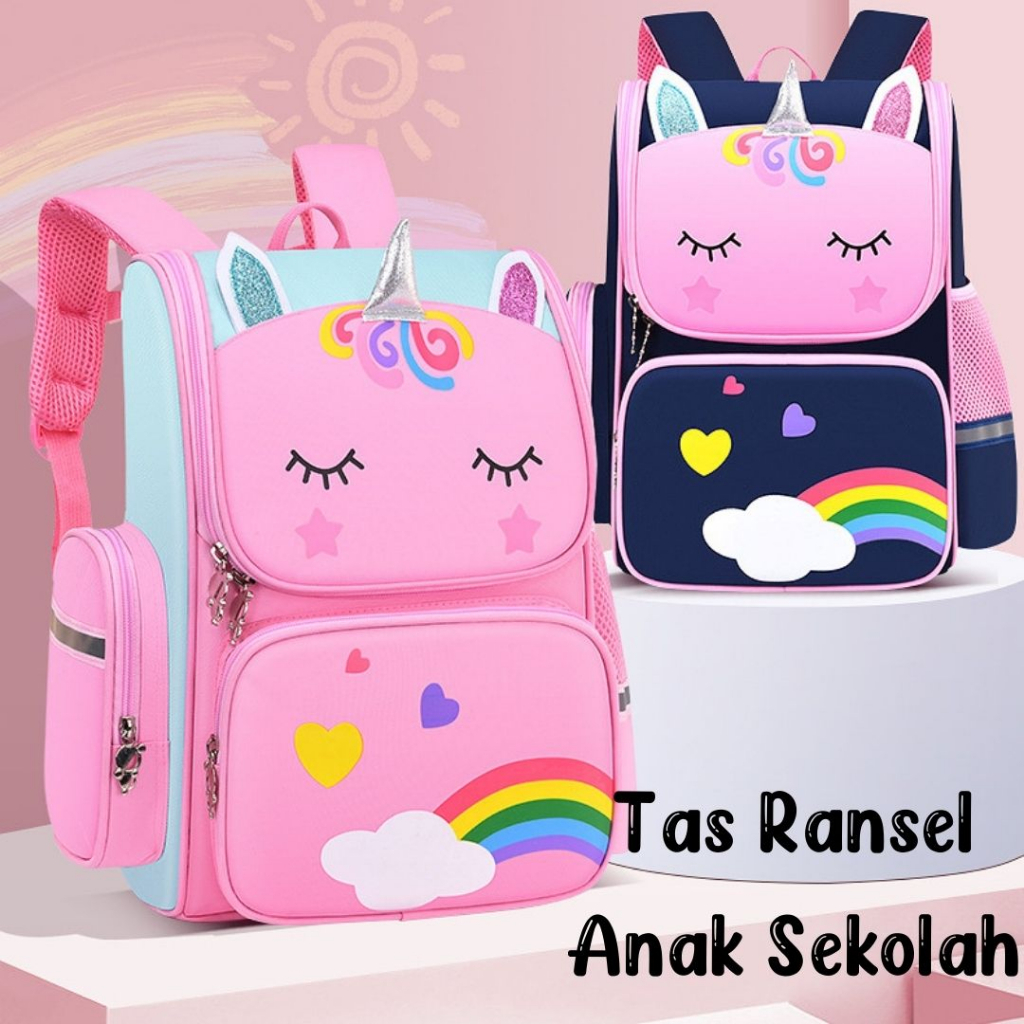 [MTOYS] Tas Ransel Sekolahan Motif Lucu Warna Cerah Buat SD Kualitas Import Premium -M0222