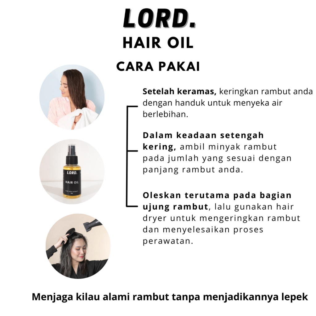 Lord Hair Oil Pelindung Rambut Treatment Wanita Pria 60 ML
