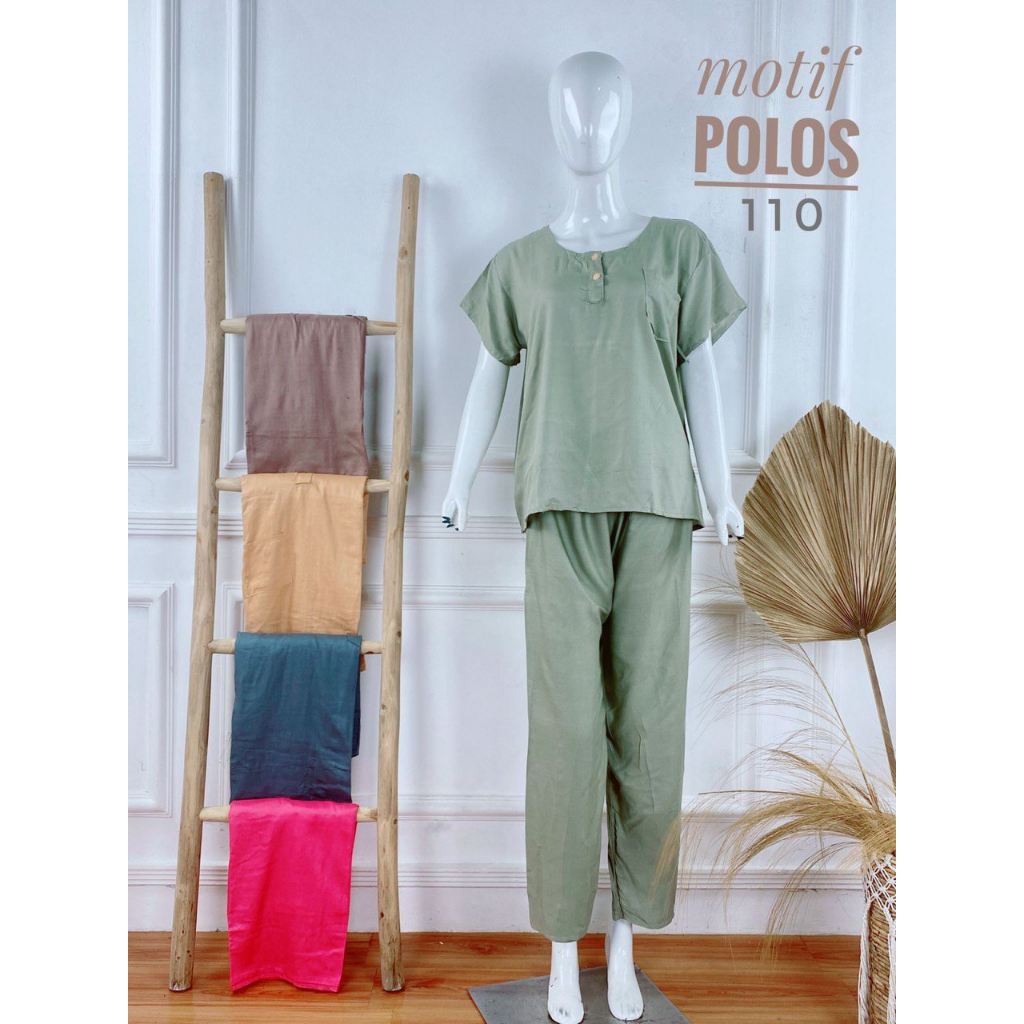 One set CP Rayon Motif Polos (setelan baju tidur / baju harian )