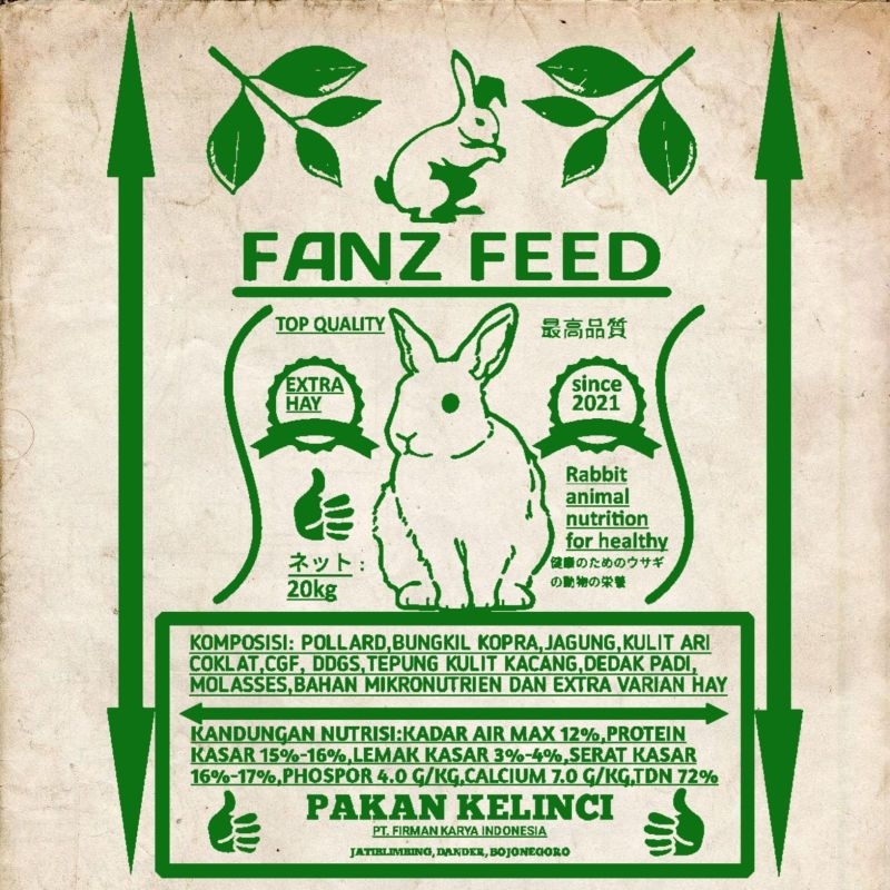 Pakan Kelinci 20 kg Fanz Feed