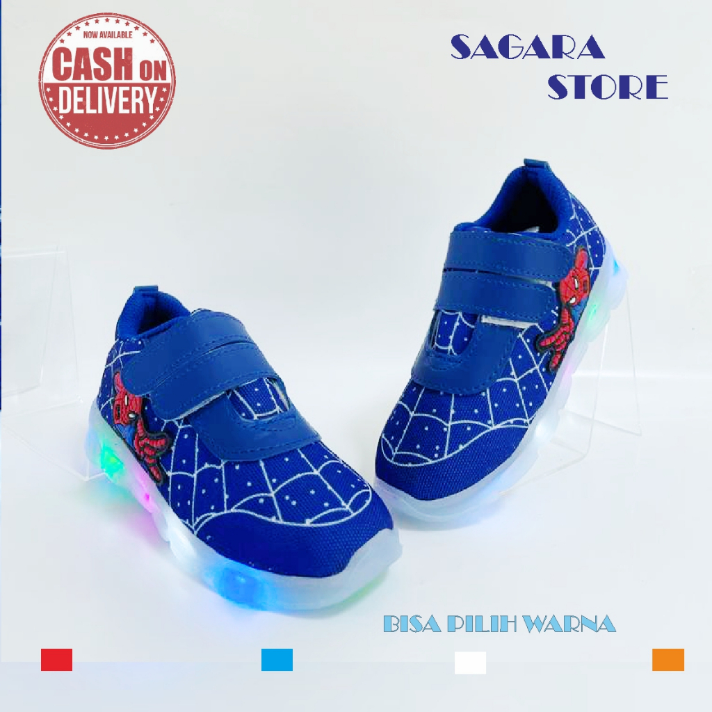 Sepatu Sneakers Anak laki-laki LED mika Motif Printing new sider  / Sneakers Anak MENYALA Best Seller