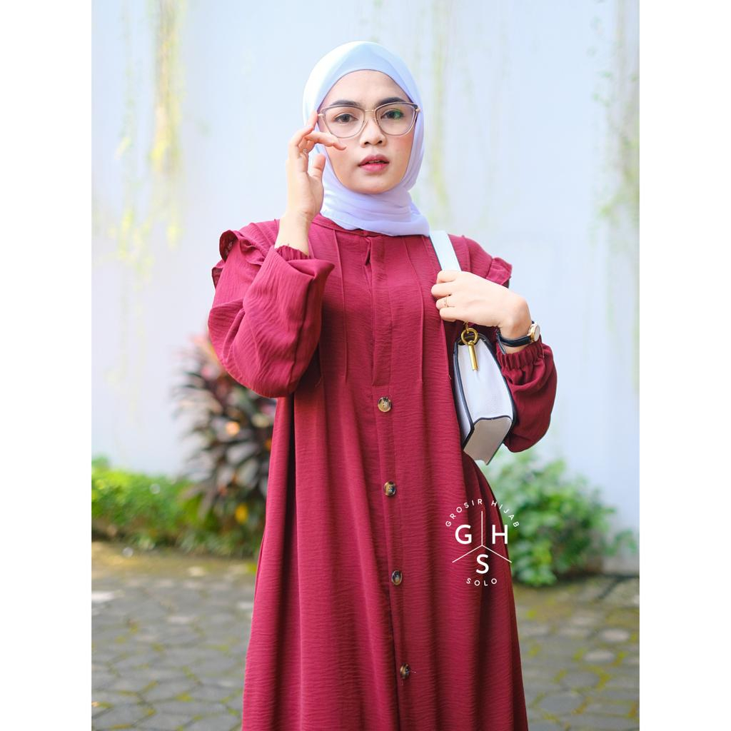 GAMIS MIDI ZIYA MAXI DRESS WANITA BUSUI CRINCLE AIRFLOW PREMIUM (DBY)