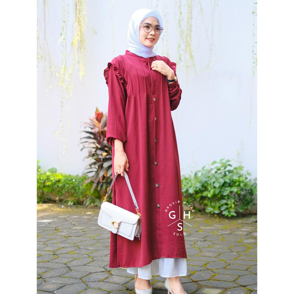 GAMIS MIDI ZIYA MAXI DRESS WANITA BUSUI CRINCLE AIRFLOW PREMIUM (DBY)