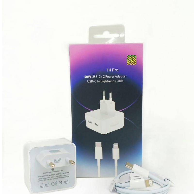 Charger Casan IP 50W DUAL USB C PD free cabel Tipe C To lightning BY.SULTAN