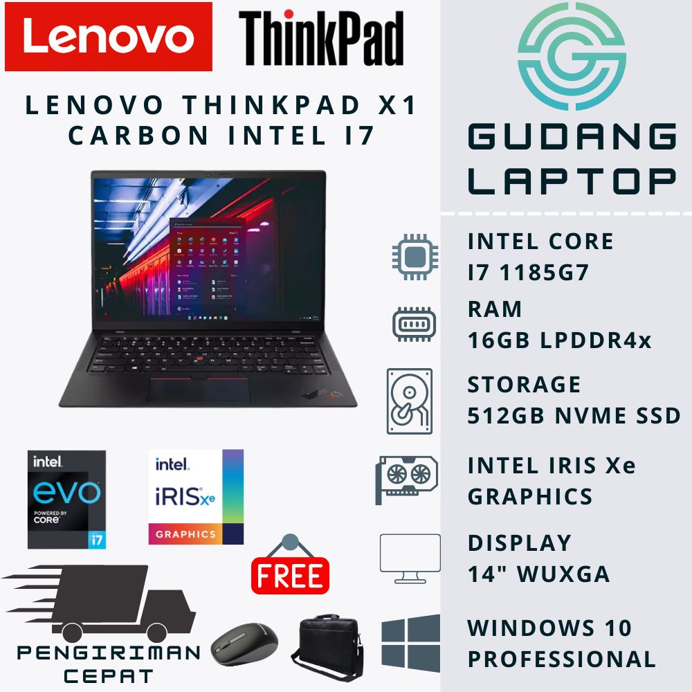 LENOVO THINKPAD X1 CARBON I7 GEN 11 16GB 512GB 14&quot; WUXGA WIN10PRO BLACK