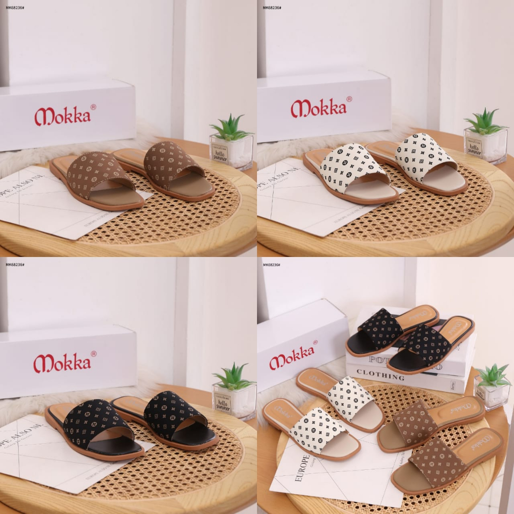 Mokka Casual Flower With Canvas Flat Women Sandal MK68236