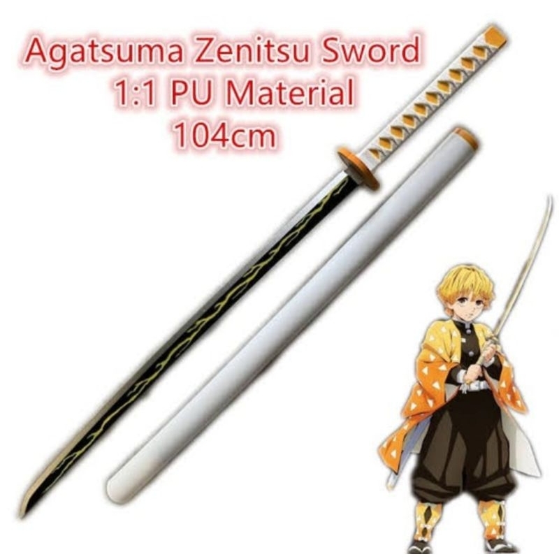 PROMO BESAR BESARAN.. Katana Kayu Anime Demon Slayer - Zenitsu agatsuma Kimetsu No Yaiba ( Cosplay s