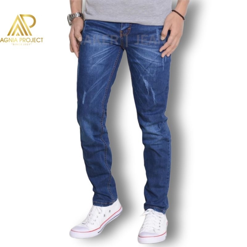 Celana Levis Pria Panjang Sobek Silmfit Jeans Premium Kunaker