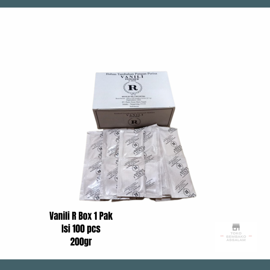 Vanili Bubuk R box / Vanili bubuk R 1 Pak / Vanili Bubuk R 200 gr / Vanili R isi 100 pcs