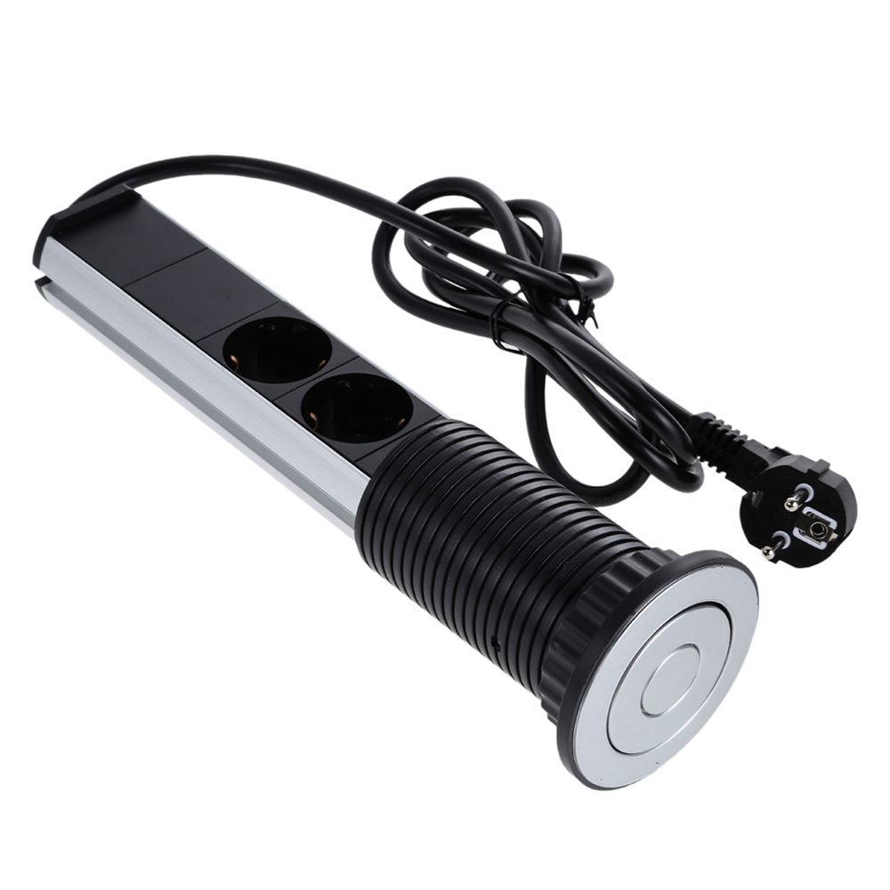 Stop Kontak Pull Pop UP 3 Electric Plug Socket + 2 USB Port EU - PDU - Black