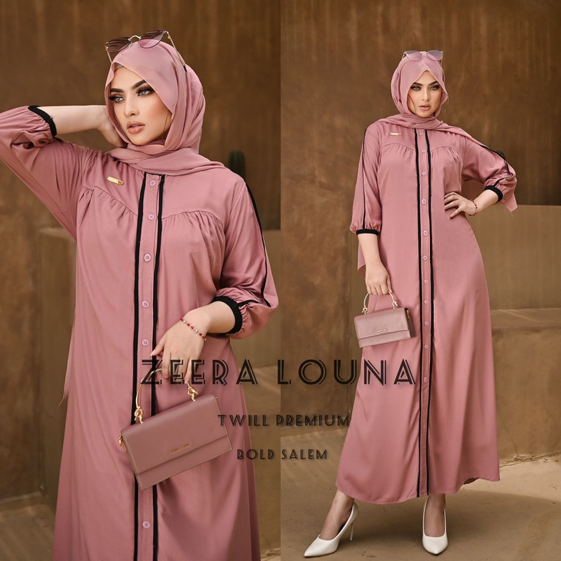 Daster Arab ZEERA LOUNA Midi Dress Busui  Bumil Rayon Twill Premium Ori