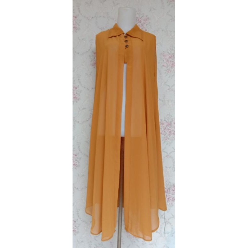 Outer Ceruty Babydoll Premium Tanpa Lengan / Long Cardigan Kardigan Polos Seruty Lekbong