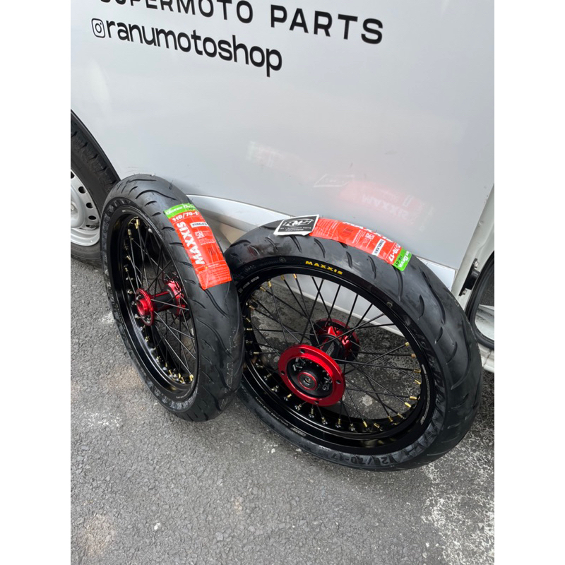 WHEELSET SUPERMOTO KAWASAKI KLX TROMOL XBREAK SCARLET VELG SCARLET EXPEDITION BAN SET KLX