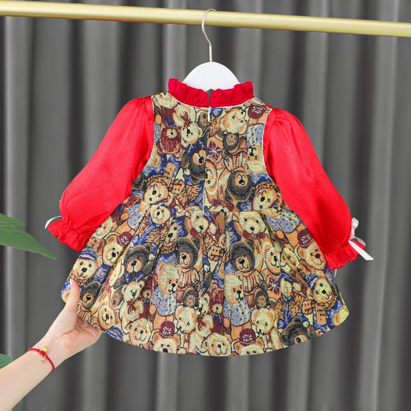 Baju Dress anak setelan Lucu style Rompi Lengket Import Dress Anak Korea import