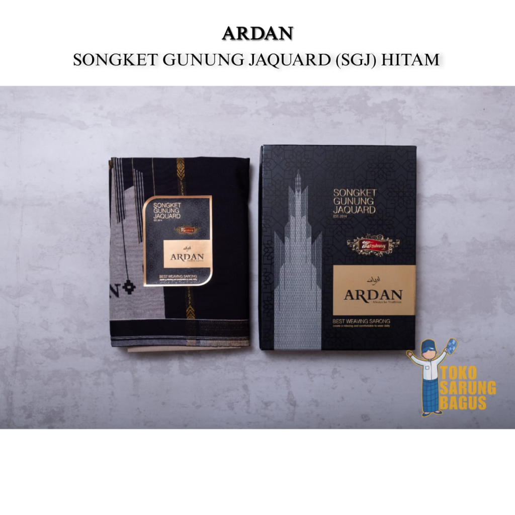Sarung Ardan Songket Gunung Jacquard SGJ Warna Hitam dan Putih by Ketjubung