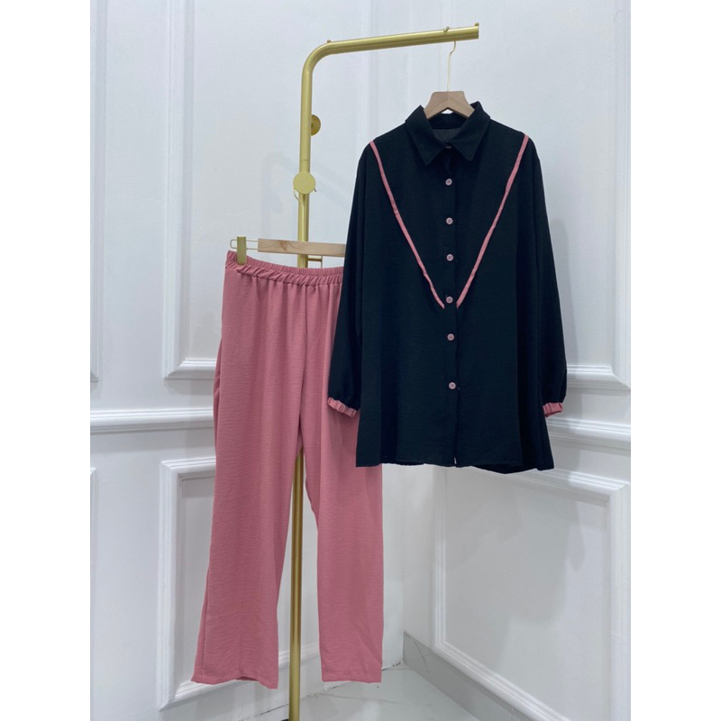 ONE SET CRINKLE SETCEL PHIA JUMBO BUSUI KANCING DEPAN  GROSIR PGMTA MURAH LEBARAN