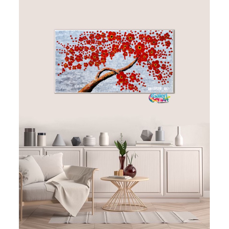 Lukisan Bunga Sakura | lukisan sudah include bingkai