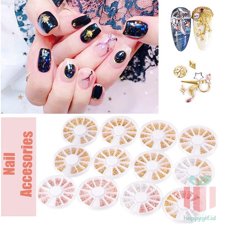 DIY AKRILIK NAIL ART ACCESSORIES HIASAN KUKU SILVER ROSE GOLD WHEEL MENICURE AKSESORIS KUKU NAIL ART