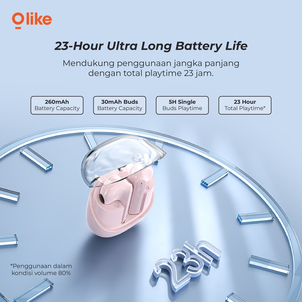 Olike headset bluetooth earphone wireless tws earbuds 5.3 earbuds 23 Hours Play Time 20 fitur Touch Control AAC SBC T103