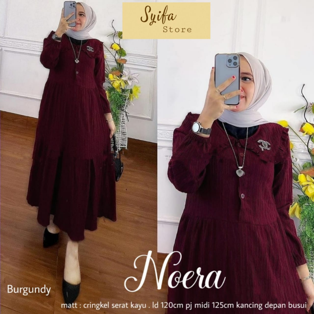 TUNIK WANITA TERBARU CRINKLE JUMBO IMPORT LEBARAN PUTIH KOREAN STYLE KEKINIAN  – NOERA