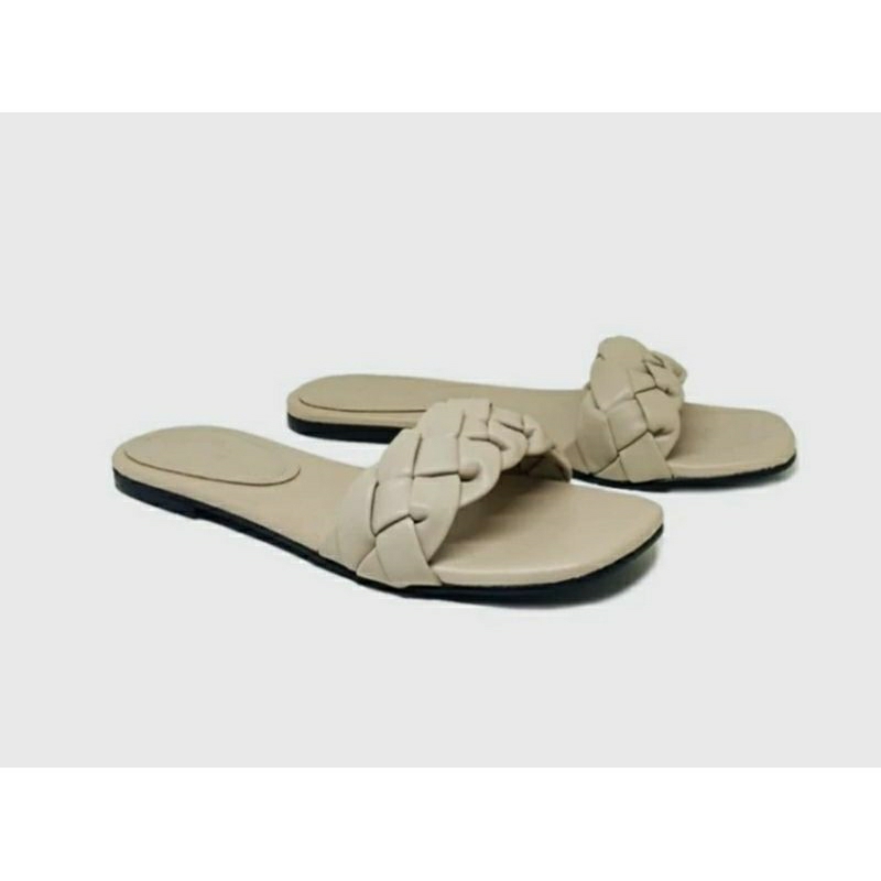 Sandal Slop Kepang Big Size Shoes 41-45 Slop Teplek Wanita JUMBO Sendal Kasual Santai Kaki Gemuk, 44