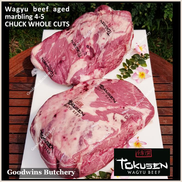 

FROZEN beef CHUCK wagyu Tokusen marbling 4-5 aged whole cut - UTUH gelondongan