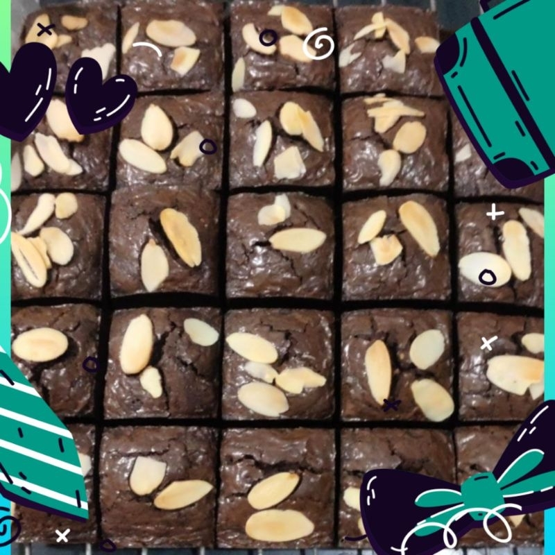 

brownies panggang topping almond