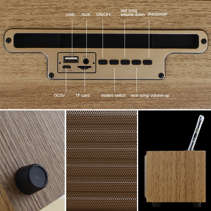 Speaker Bluetooth Kayu Asli Klasik G11A Kisonli Retro Dengan Phone Holder - XOBOX