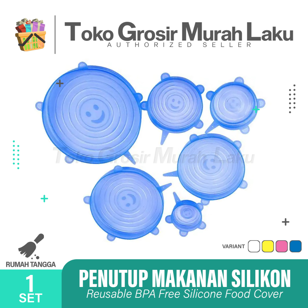 PENUTUP MAKANAN SILIKON 6 IN 1 TUTUP WADAH MAKANAN SILICONE SERBAGUNA