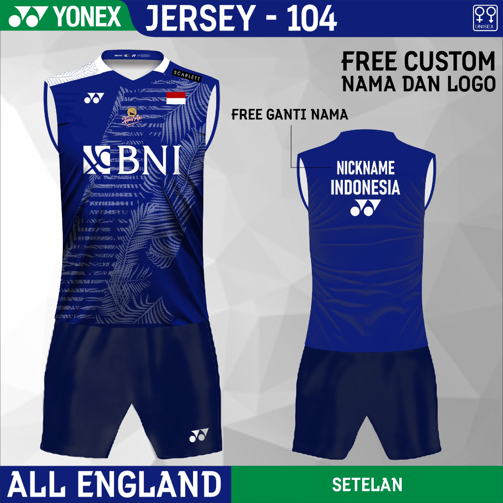 Setelan jersey badminton fajar alfian all england 2023 kaos yonex baju bulutangkis sleeveless 104