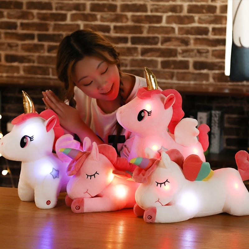 Boneka Unicorn LED Kuda Poni Lying XL Bahan Plush Mainan Anak