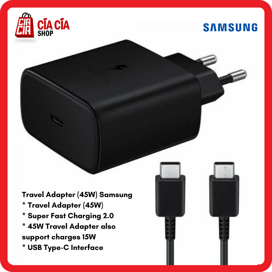 Charger Samsung Super Fast Charging 45W 5A PD USB Type C Original Samsung Tab S7 S20 Note 20 Ultra