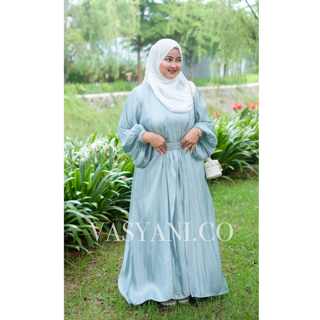 Abaya Shimmer Dress warna MINT - 1 SET ABAYA INNER OUTER NAURA SHIMMER by Vasyani - Dress Shimmer Pr
