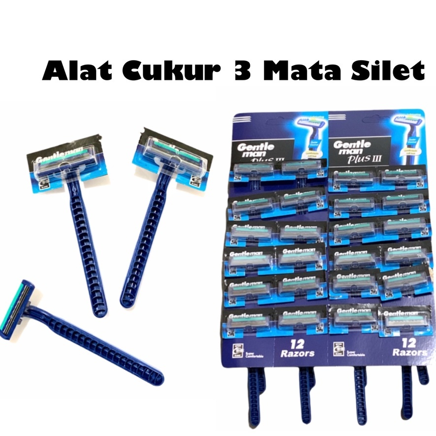 Alat Cukur Jenggot Murah / Pisau Cukur 3 Mata / Alat Cukur / Cukuran Kumis Jenggot Silet Biru Gentle Man