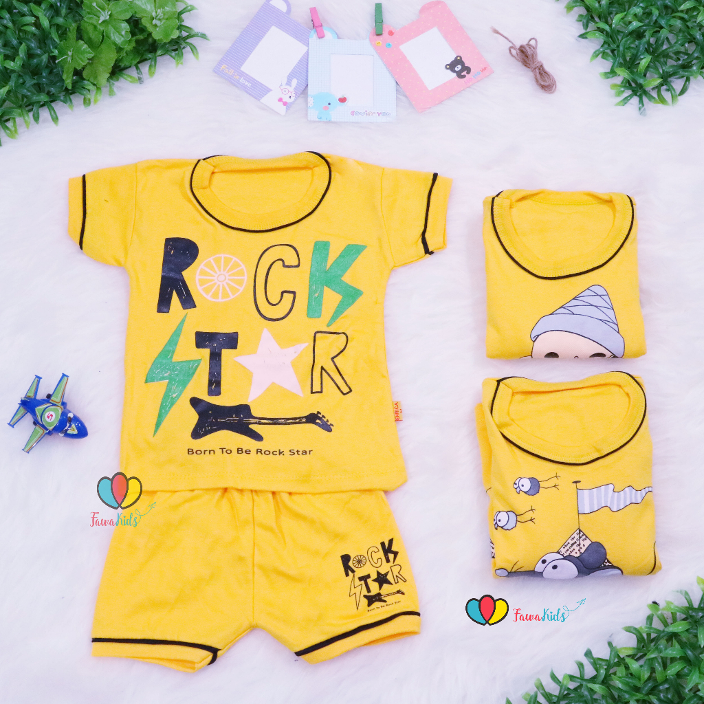 (SNI) Setelan Baby Satria Size 3 - 12 Bulan / Premium Import Kaos Celana Bayi Celana Lengan Pendek Laki Babycinnamon