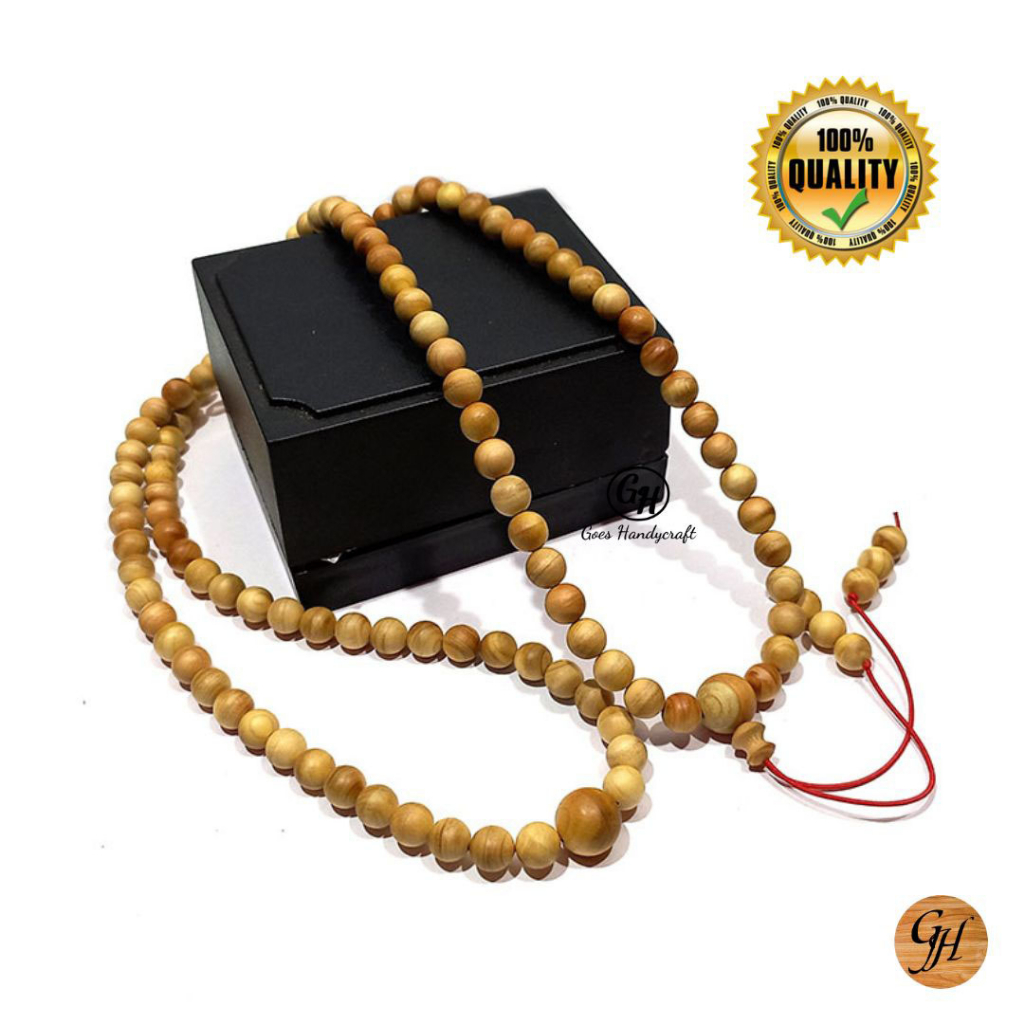 Tasbih kayu langka cendana merah ASLI varian ukuran isi 108 butir WANGI Natural alami