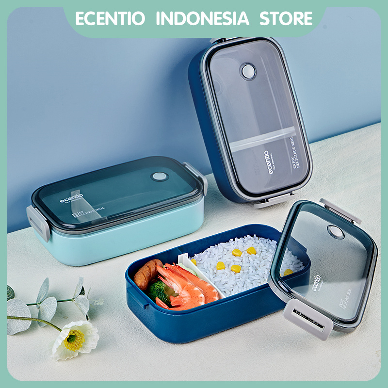 ecentio kotak makan bento anti tumpah 800ml single-Layer Lunch Box kotak bekal tempat makan