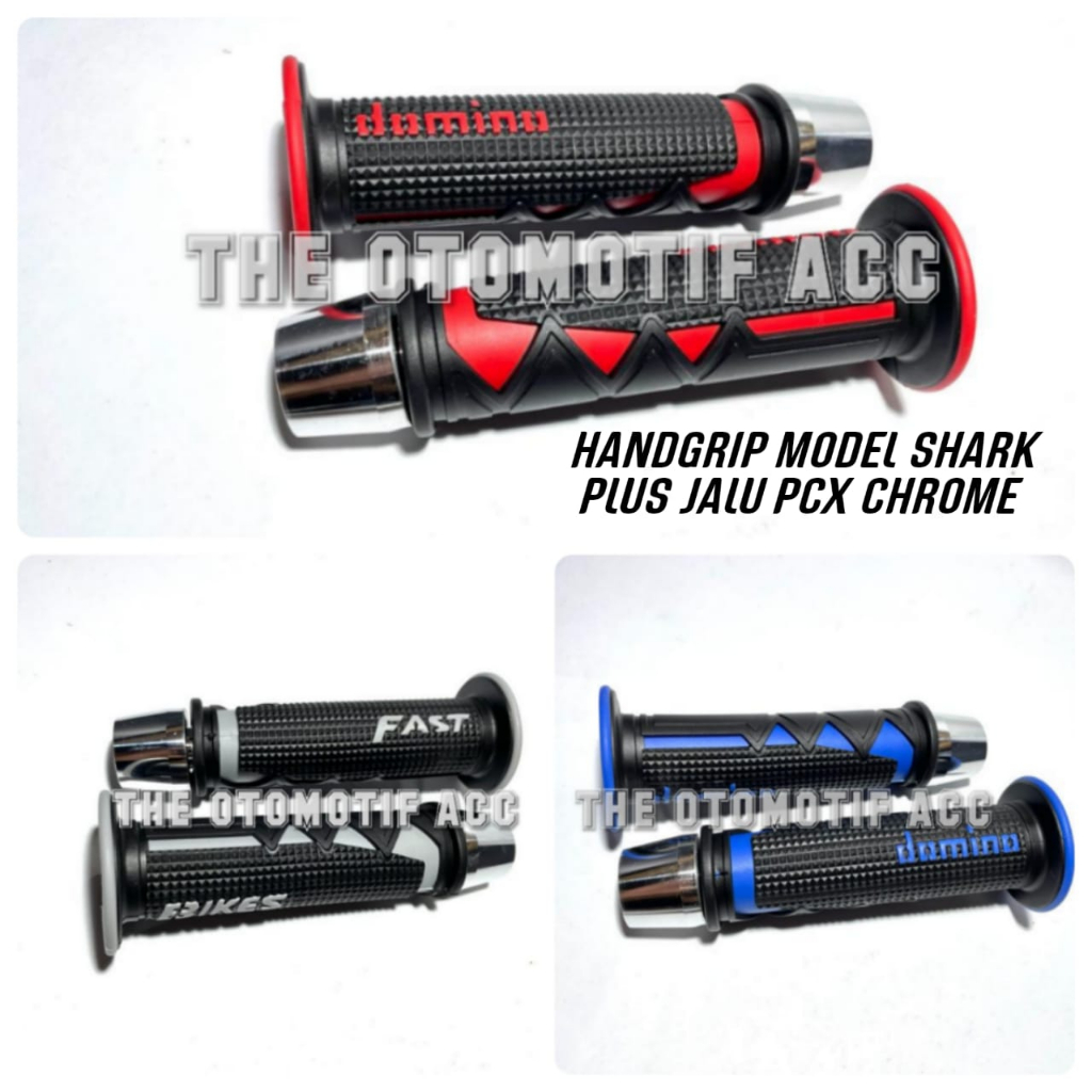 HANDGRIP HANDFAT GRIP MODEL SHARK PLUS JALU STANG CHROME UNTUK SEMUA JENIS MOTOR - 3 VARIAN WARNA