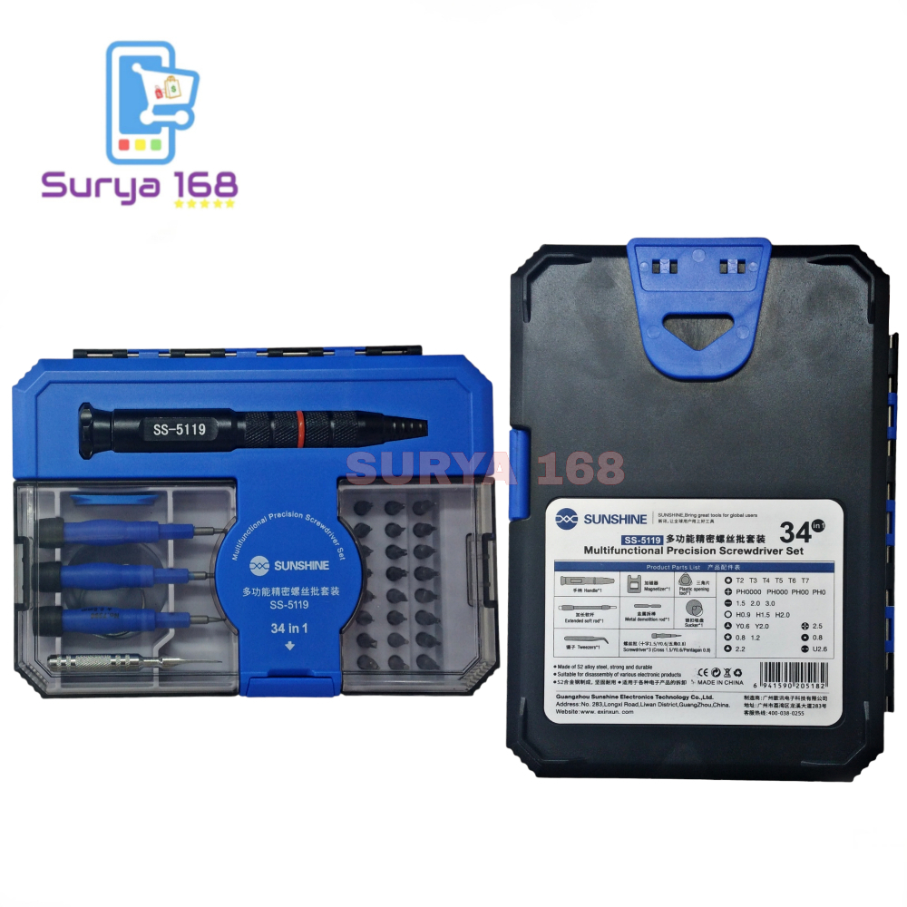 TOOLS OBENG SET SCREWDRIVER 34 IN 1 SS-5119 SUNSHINE PEMBUKA LCD TOUCHSCREEN