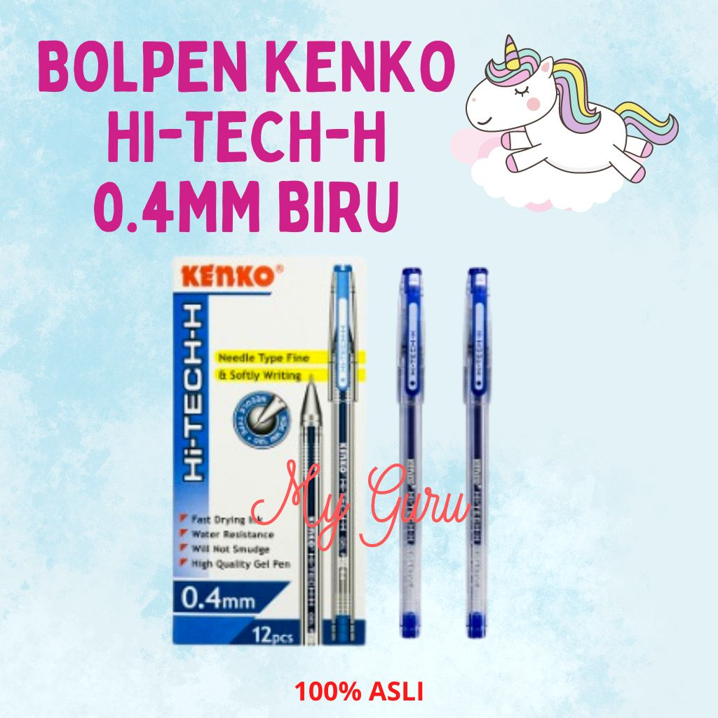 

[PCS] BOLPEN PULPEN GEL HI-TECH-H KENKO 0.4 MM BIRU