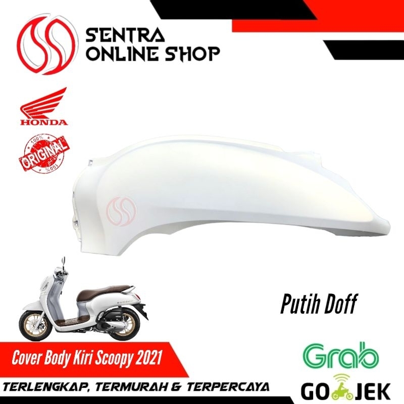 Cover body bodi kiri scoopy new prestige 2021 putih doff dop original