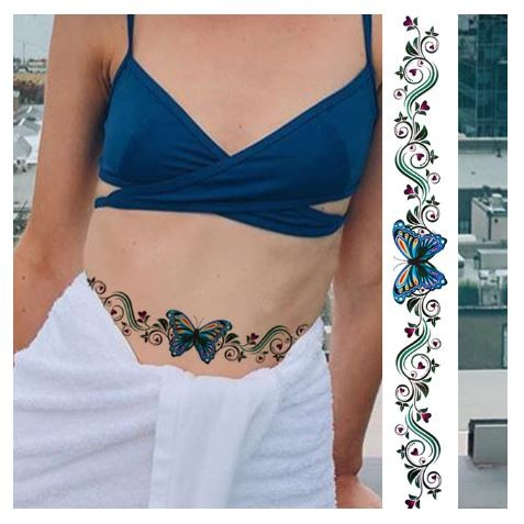 Tatto Temporary Model YT-007 Motif Cewe Perempuan Aesthetic Motif Bunga Butterfly Tattoo Sticker Tem