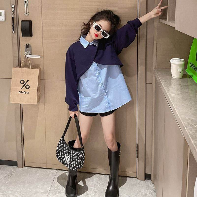 Atasan Anak Perempuan Model Korea Super Fashionable Navy Blue